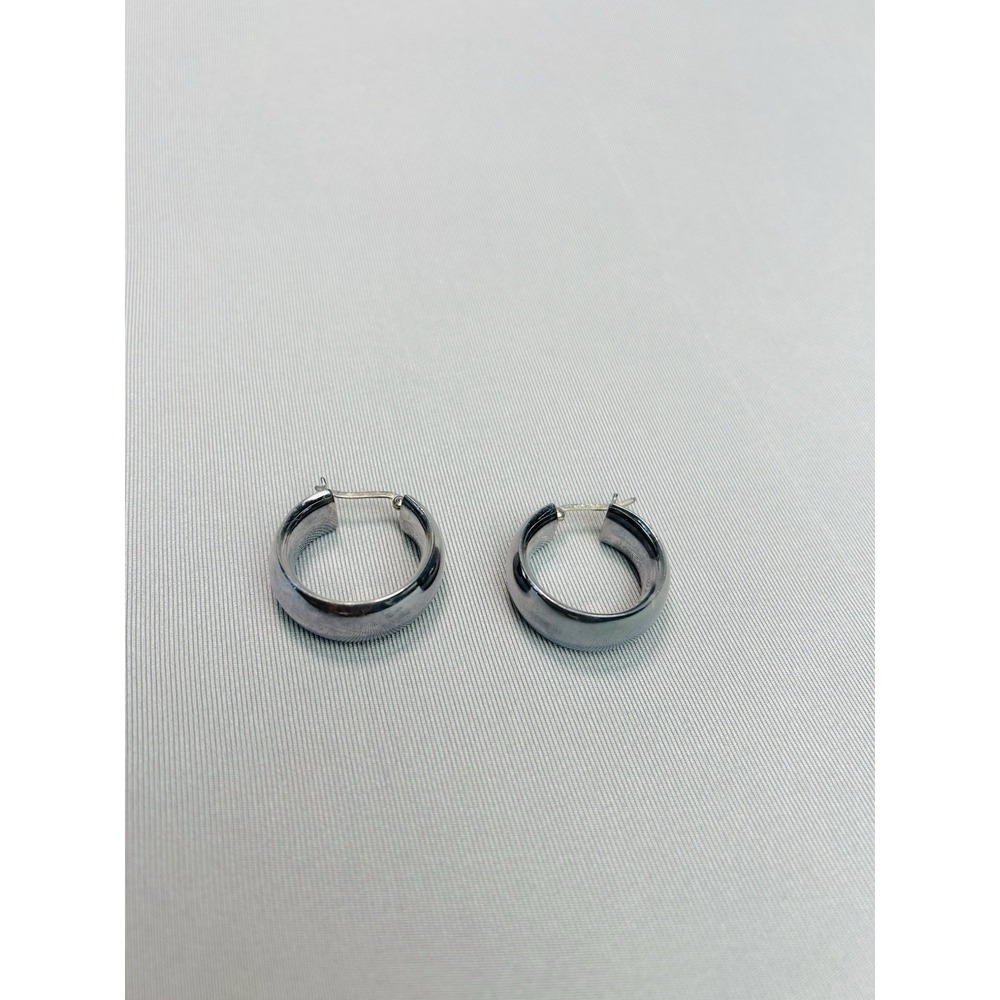 Sterling Silver‎ Hoop Earrings Pair .925 Thailand Jewelry - Picture 2 of 9